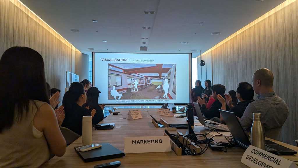 Shortlisted groups of students present their proposals to the team at the SMRT headquarters.