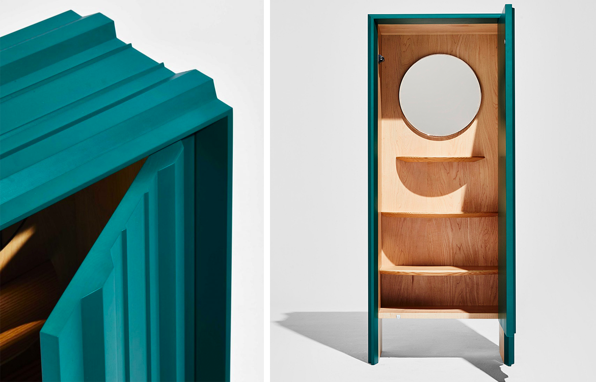 (Left) A close up of the exterior of Recollect. (Right) The interior of the Recollect. Photography by Tim Robinson