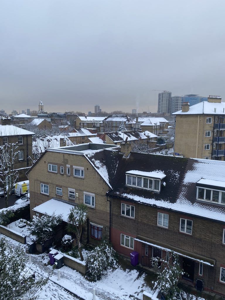 The view from my apartment balcony after snowing.