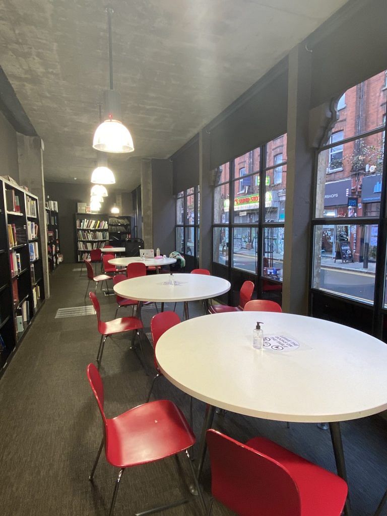 I occasionally work at the library while looking out the windows.