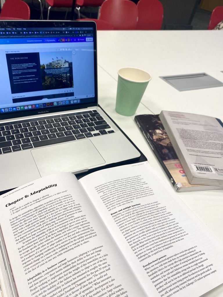 Getting some work done between classes.